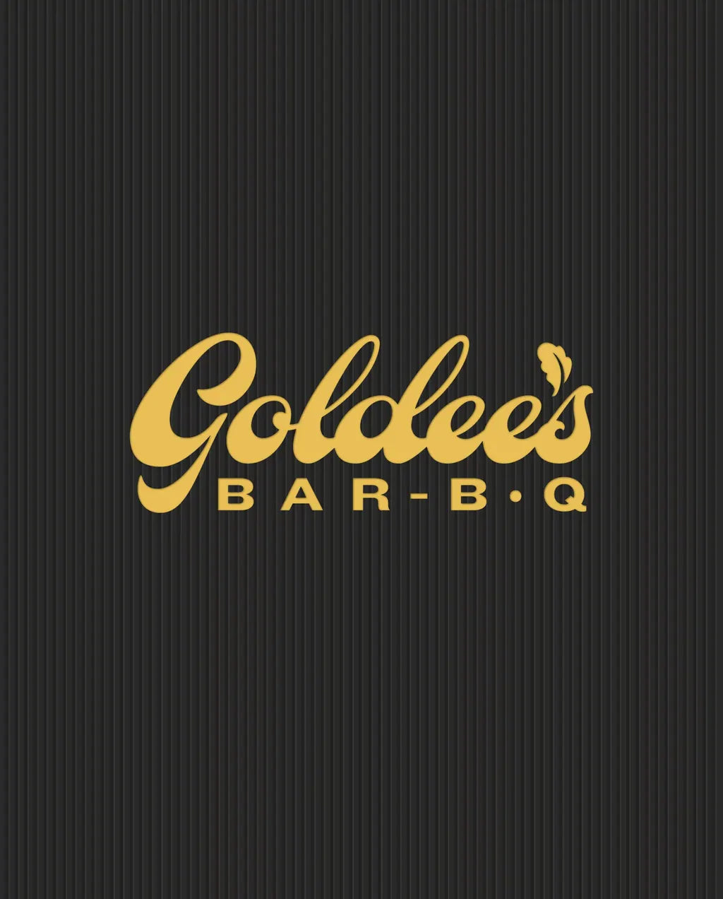 The cover of Goldee's cookbook: the Goldee's Bar-B-Q logo in gold on black